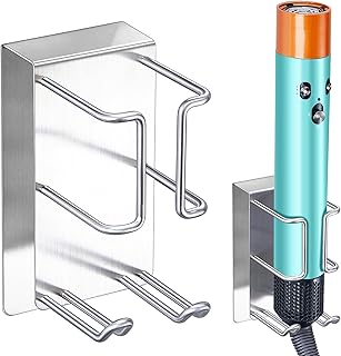 Soporte para Secador de Pelo Adhesivo, Soporte de Pared para Plancha de Pelo Sin Taladro, Acero Inoxidable SUS304 Soporte Plancha Pelo