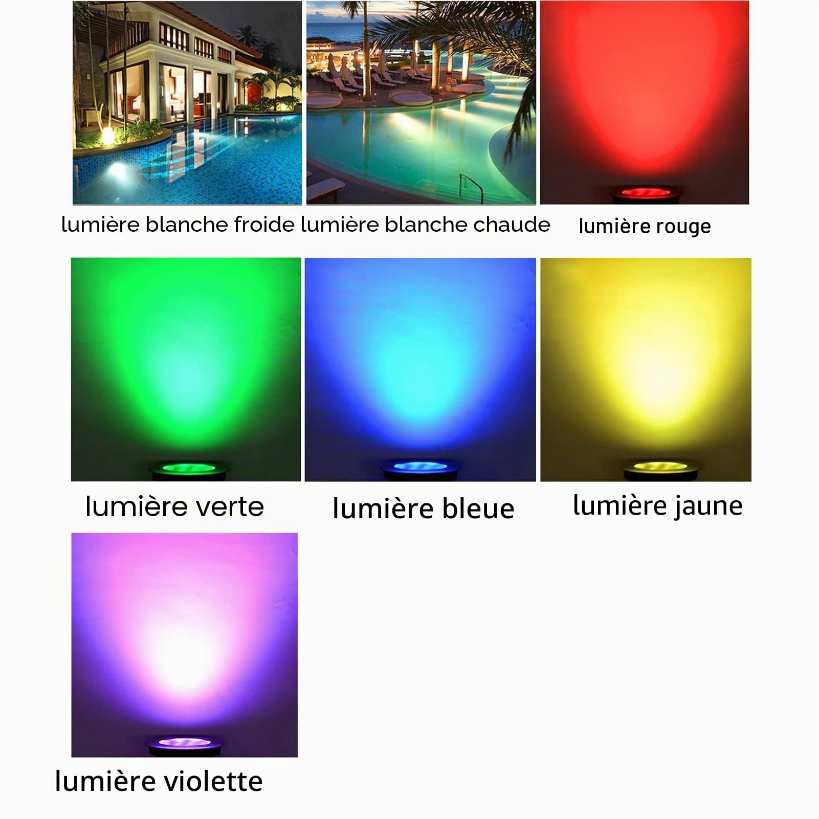 Lampe jardin enterré IP68 étanche spot exterieur encastrable sol 110 à 230V Haute puissance Spot LED Encastrable Exterieur Acier inoxydable complet 8 couleurs, 8 puissance(Couleur:Blanc chaud 3000K,Ta