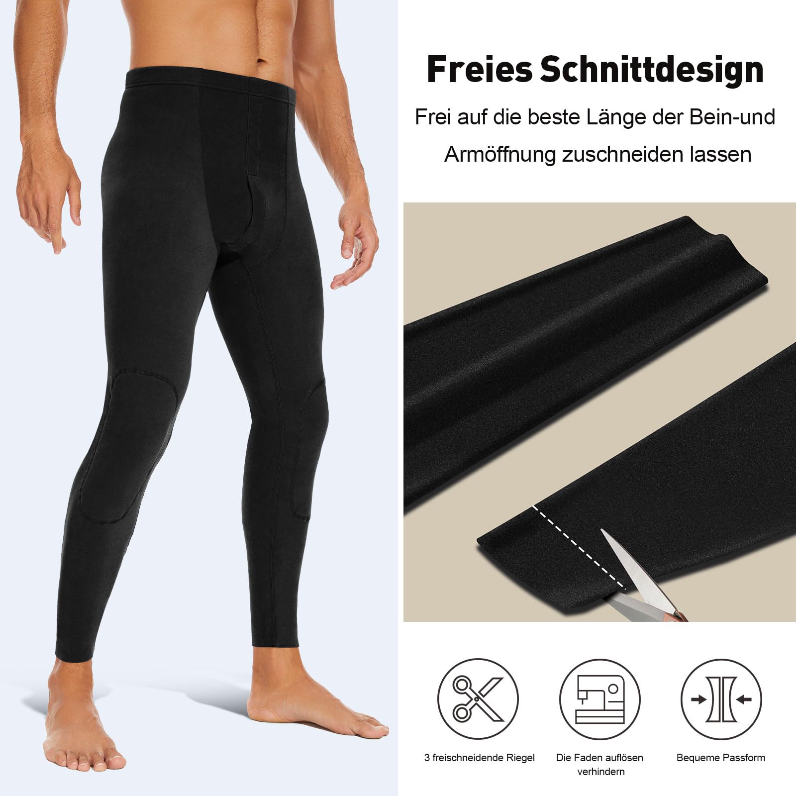 SIMIYA Calzoncillos largos para hombre, extracálidos, térmicos, forrados, largos, térmicos, para invierno, 2 x negro, M