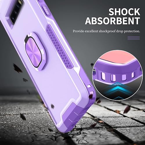 Miniatura 7 de Asuwish Funda para Samsung Galaxy S10 PlusS10+ con soporte de anillo magnético, resistente de cuerpo completo, silicona híbrida, a prueba de golpes