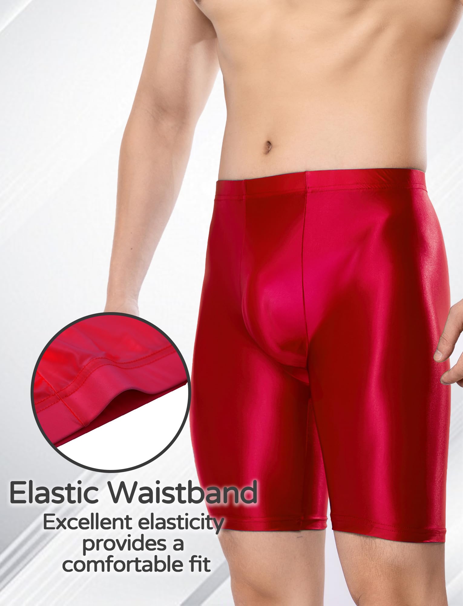 Short Brillant Homme Short de Compression Homme Sport de Short Legging Homme Sport Wetlook Élastique Collants de Course Short de Sport Court Sexy Homme Caleçon Long