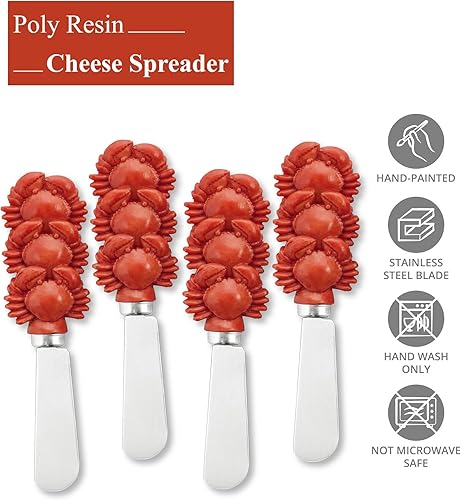 Miniatura 6 de Supreme Housewares Bass Cheese Spreaders, Hand-Painted Resin Handles with Stainless Steel Blades for Spreading Cream Cheese, Butter, Jam, or