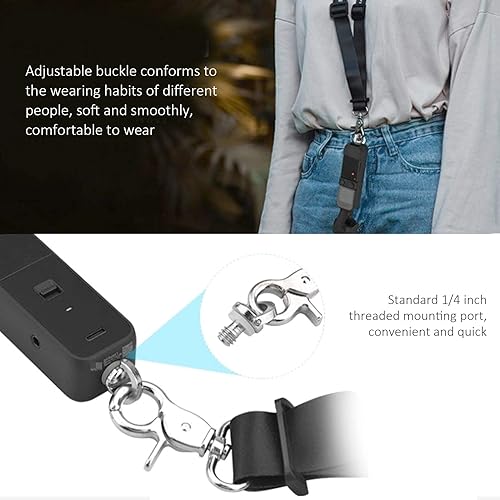 Miniatura 3 de Cordón para el cuello de la cámara, correa para el cuello de la cámara pequeña, correa de 23.6 in23.6 pulgadas, ajustable, con bloqueo de seguridad