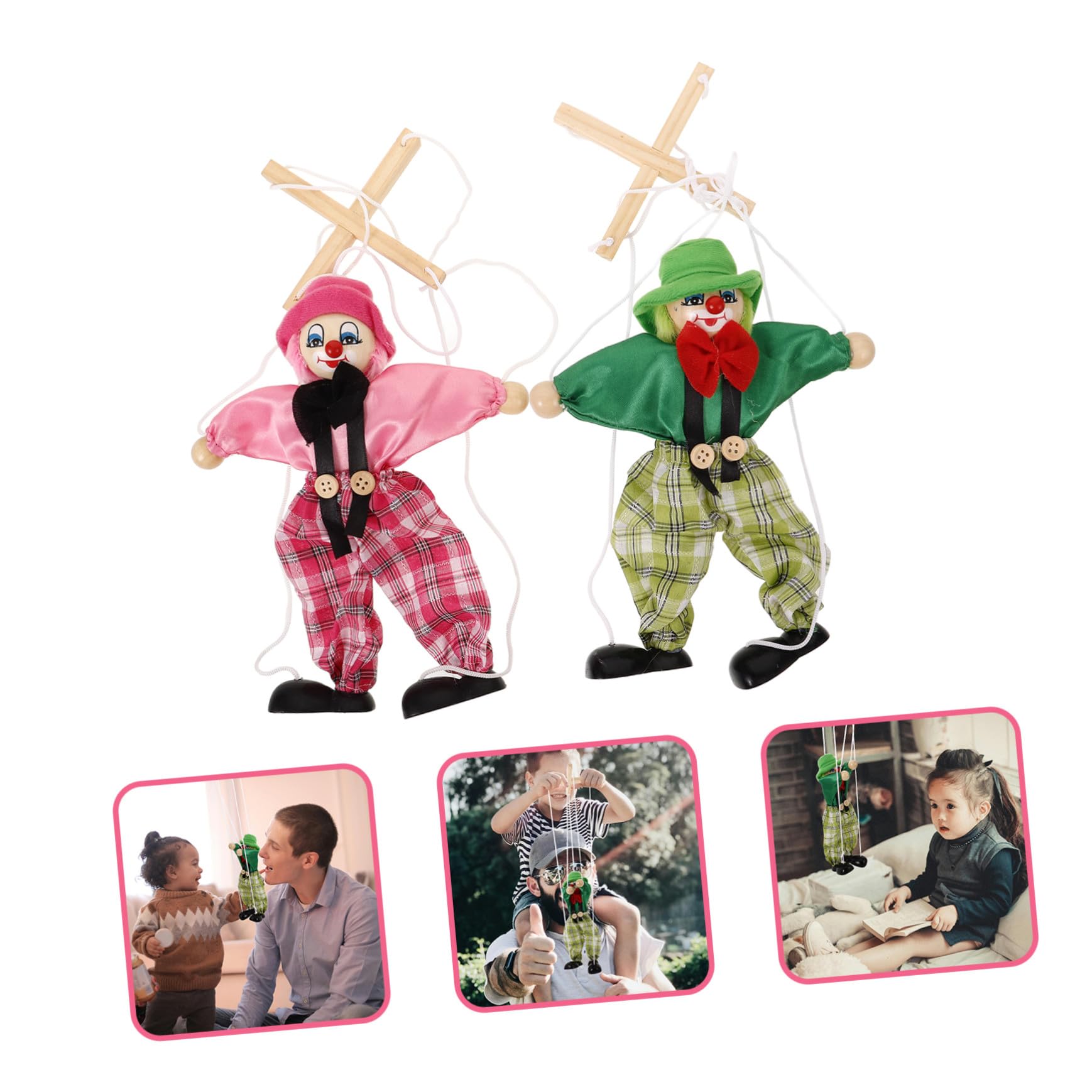 Marionnettes à Fils pour Garçon et Filles en Bois Design Pirate Drôle Jouets de Marionnettes Réutilisables et Confortables et Jeu Interactif Style Aléatoire