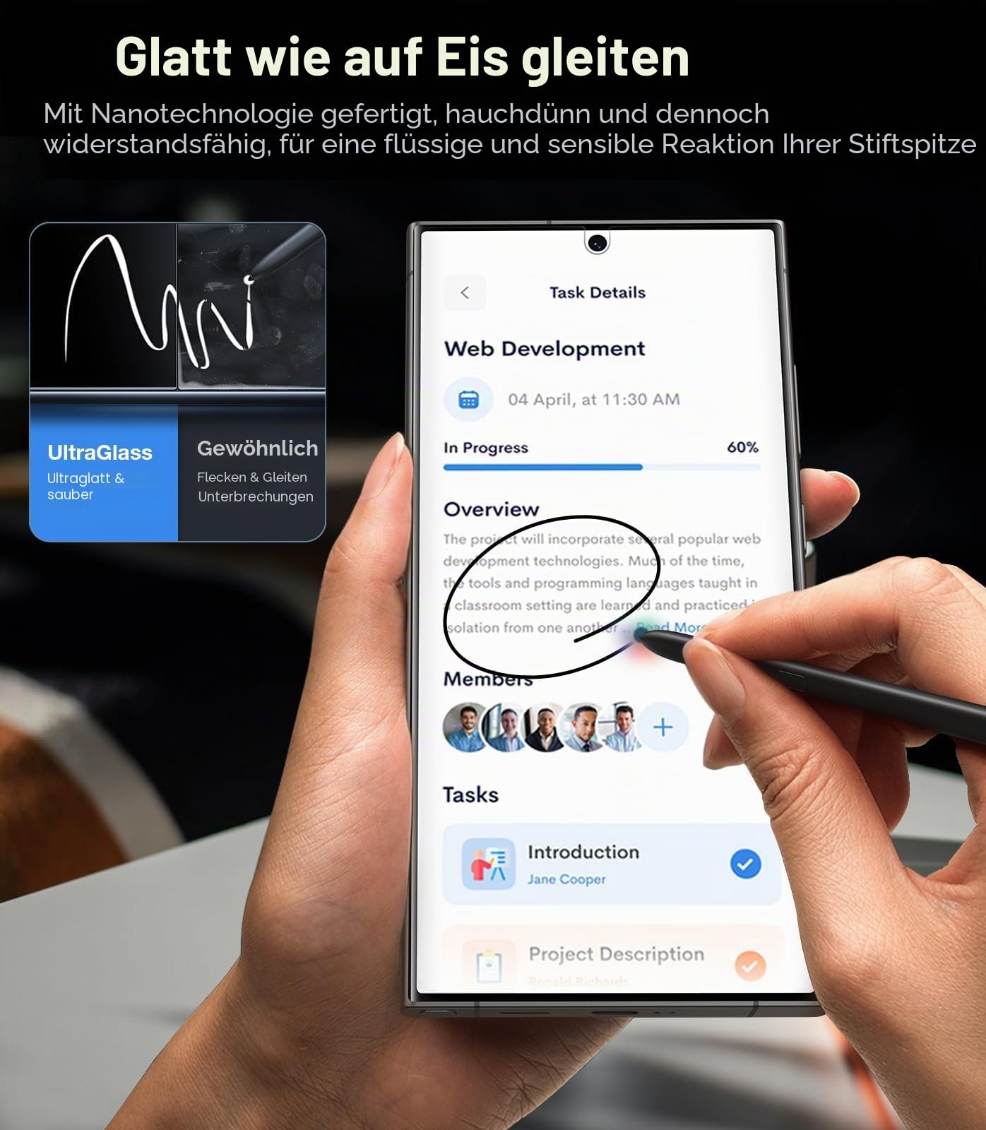 UltraGlass Unbreak TOP 9H+ Panzerglas Schutzfolie für Samsung Galaxy S24 Ultra [Militärqualität, bruchsicher und langlebig] S24