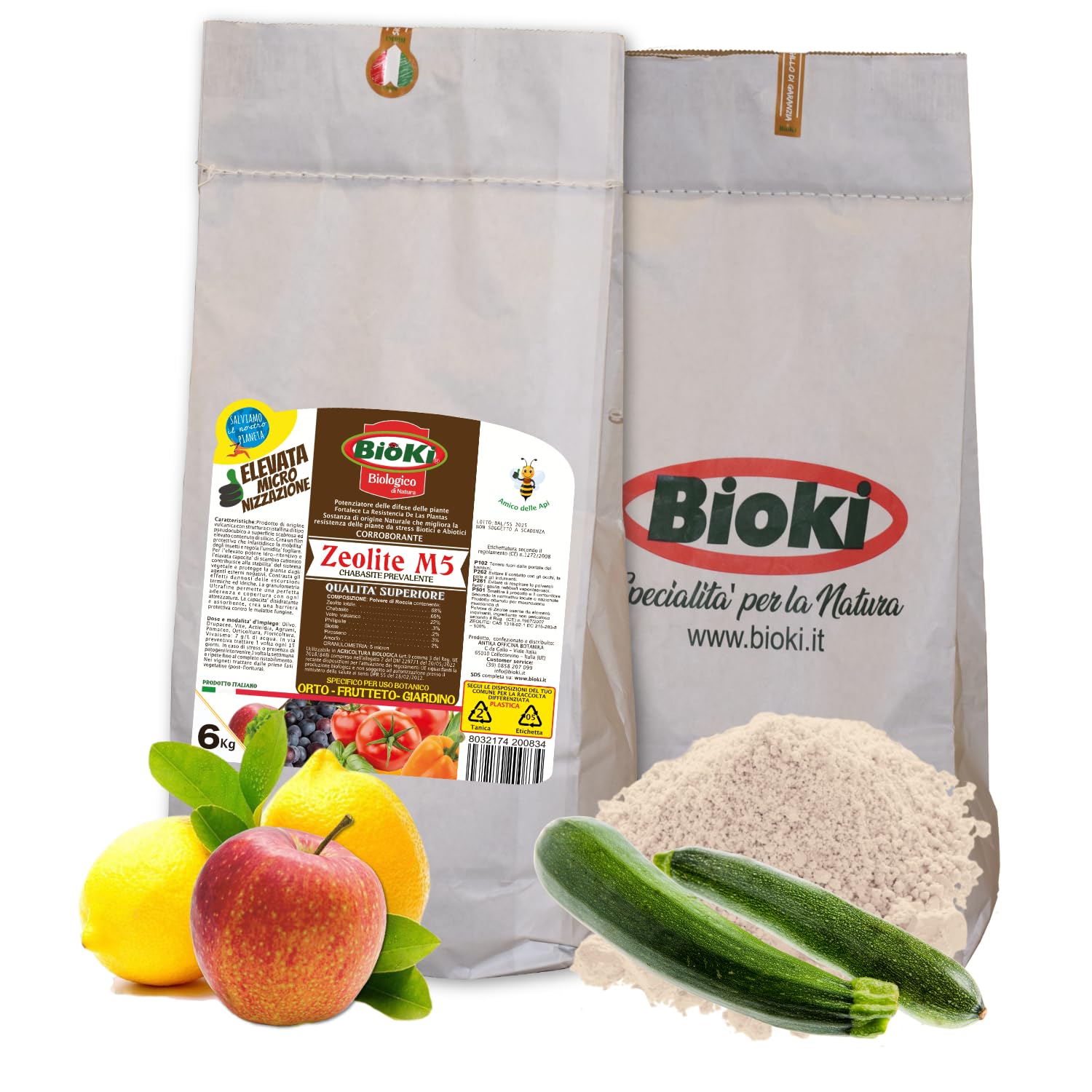 Antika Officina Botanika Zeolite Chabasite M5 6 kg Barriera Protettiva Insetti Fitofagi Attacchi Fungini BIO