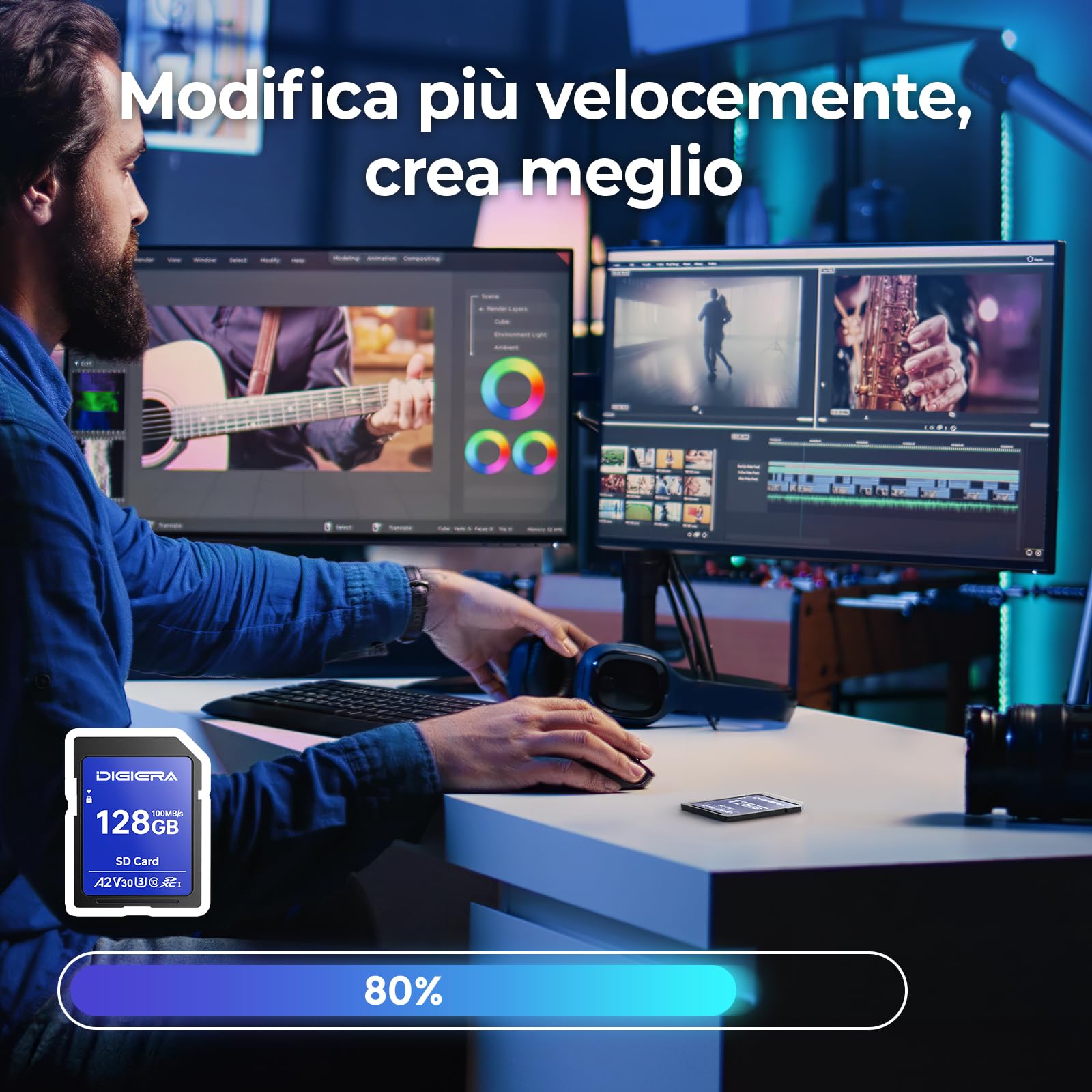 Scheda di Memoria SDXC UHS-I CS100 da 128 GB - Fino a 100 MB/s, C10, U3, V30, 4K UHD, per Computer, Fotocamere Digitali, Dispositivi Home Theatre, Navigatori Auto (Confezione da 1)