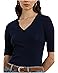 Lauren Ralph Lauren Stretch Cotton Elbow-Sleeve V-Neck Tee - #3 of 4
