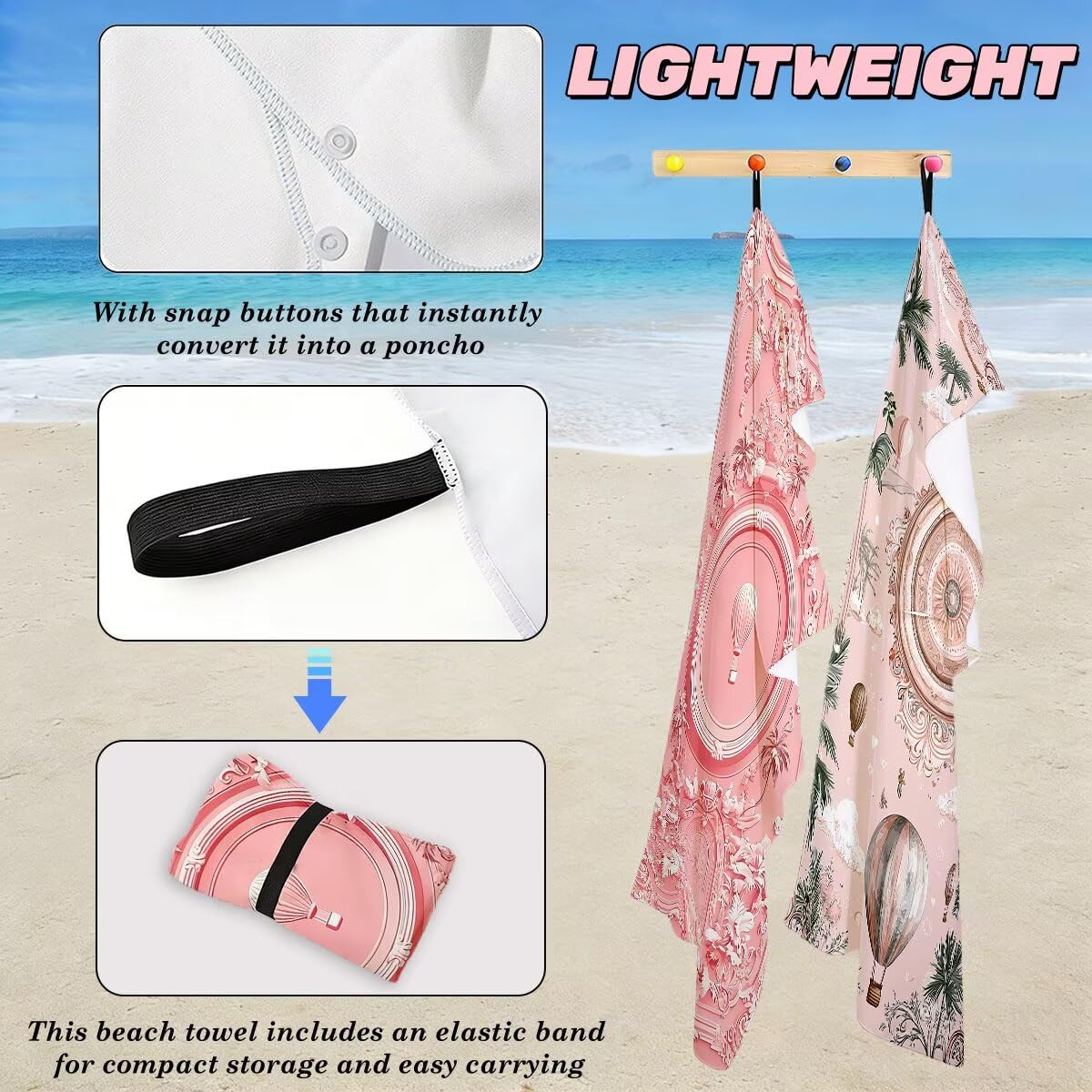 Toalla Playa 80x160 cm, Toalla Gimnasio Microfibra Secado Rapido, Juego de 2 Antiarena Toallas de Playa, Ligera Compacta Toallas Microfibra Grande para Viaje, Regalo Hombre Regalo Mujer (Rosa) -4085