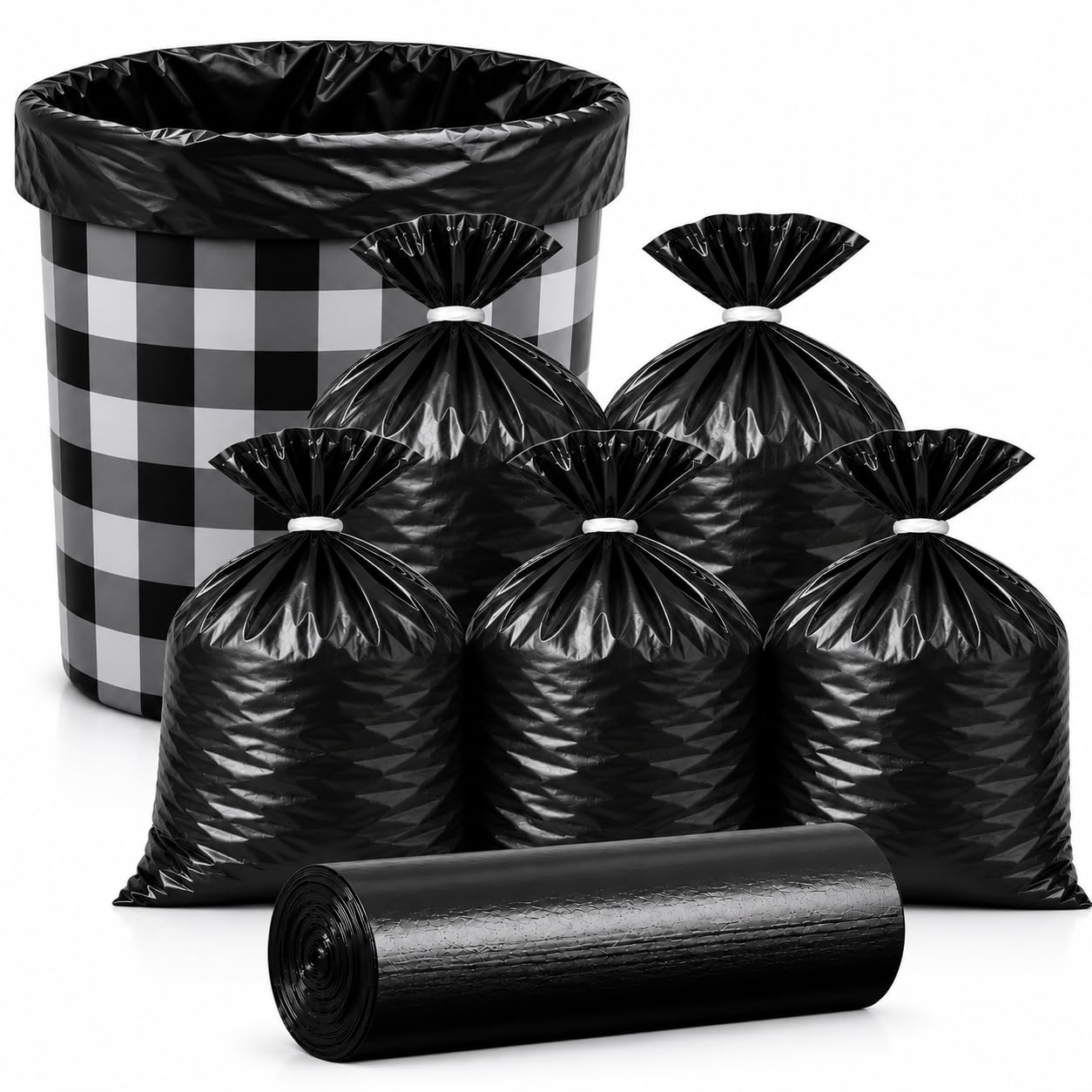 MAQIHAN Garbage Bags - Black Dustbin Liners -10