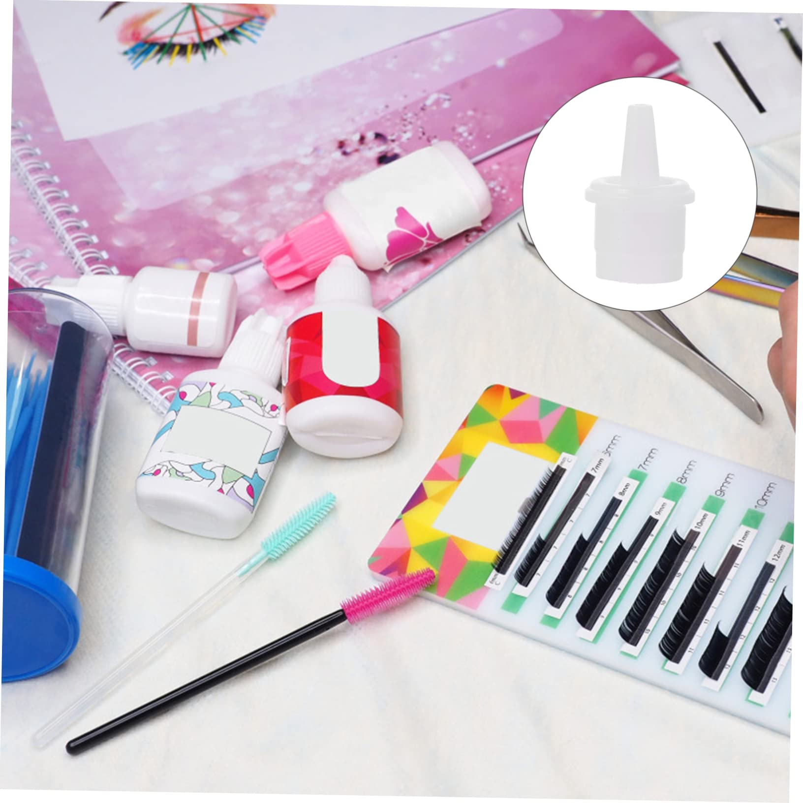 BELLIFFY Lash Bottle Nozzles 100 Pcs Replacement Caps Eyelash Extension Bottle Tips