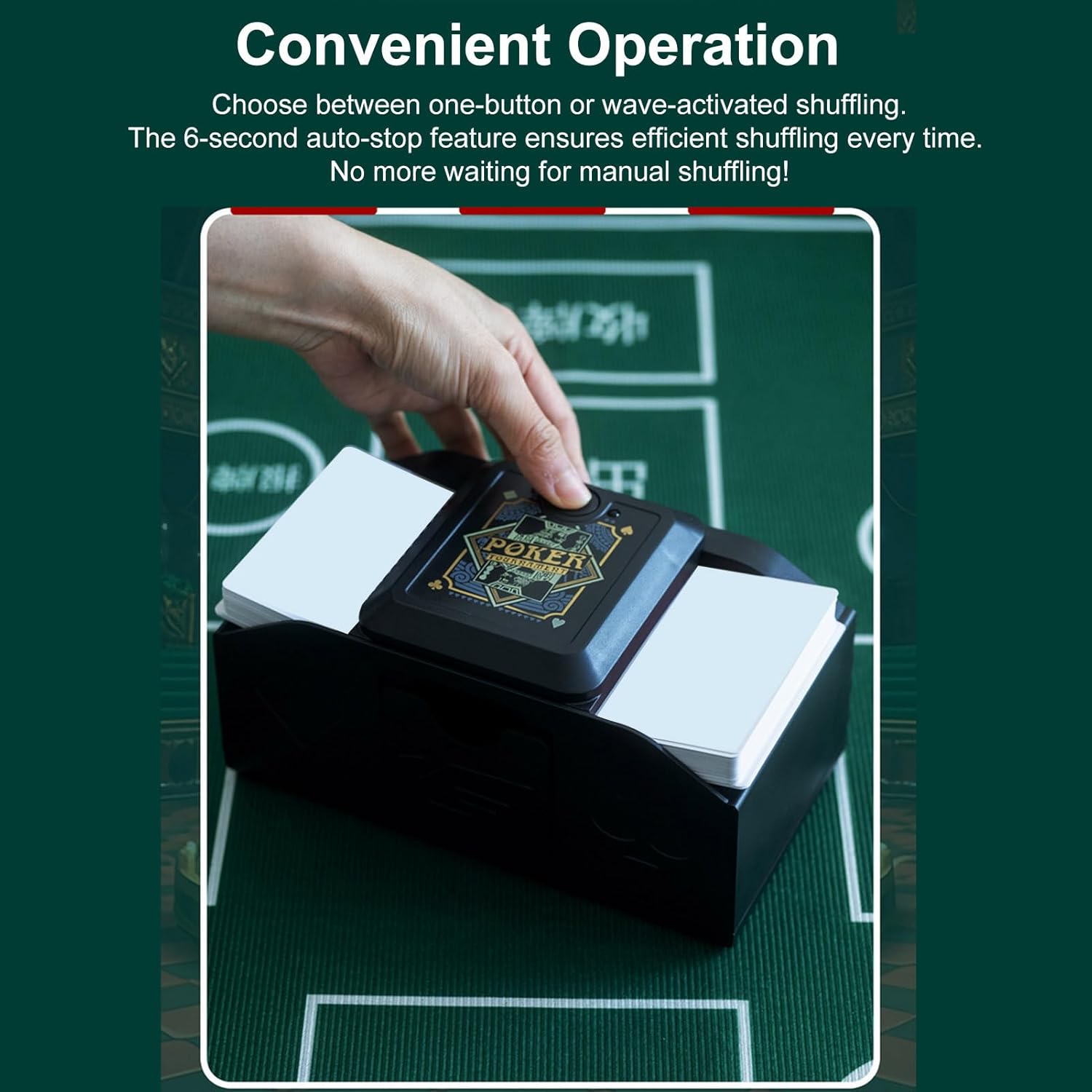 Irishom Automatic Card Shuffler, 2-Deck Shuffling Machine with Gesture-Sensing/One-Key Operation, 6-Second Auto-Stop