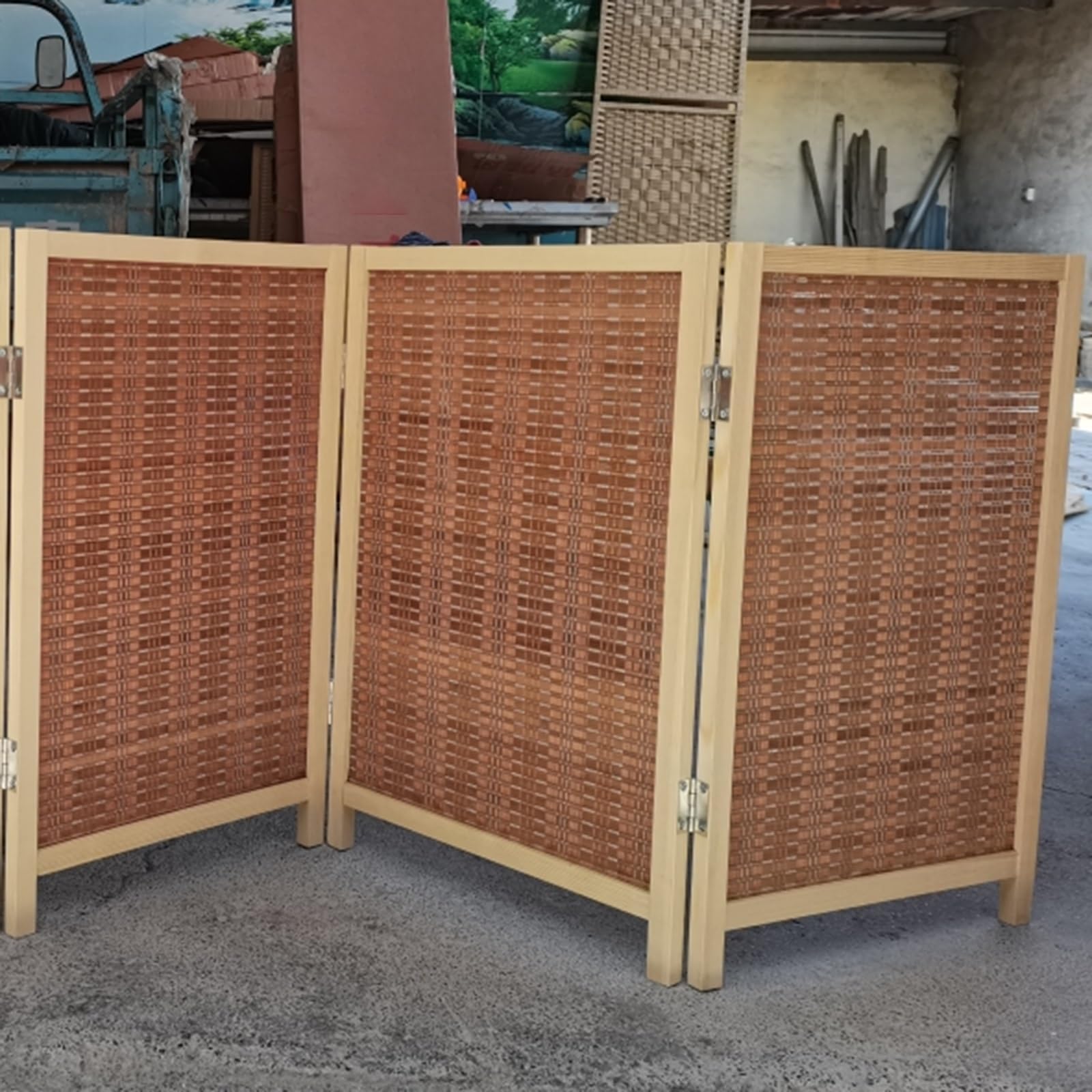 Japanese Folding Room Divider 3-Panel Wooden Partition for Office & Home Adjustable Height (2ft-6ft) Ideal for Privacy in Hallway & Entryway