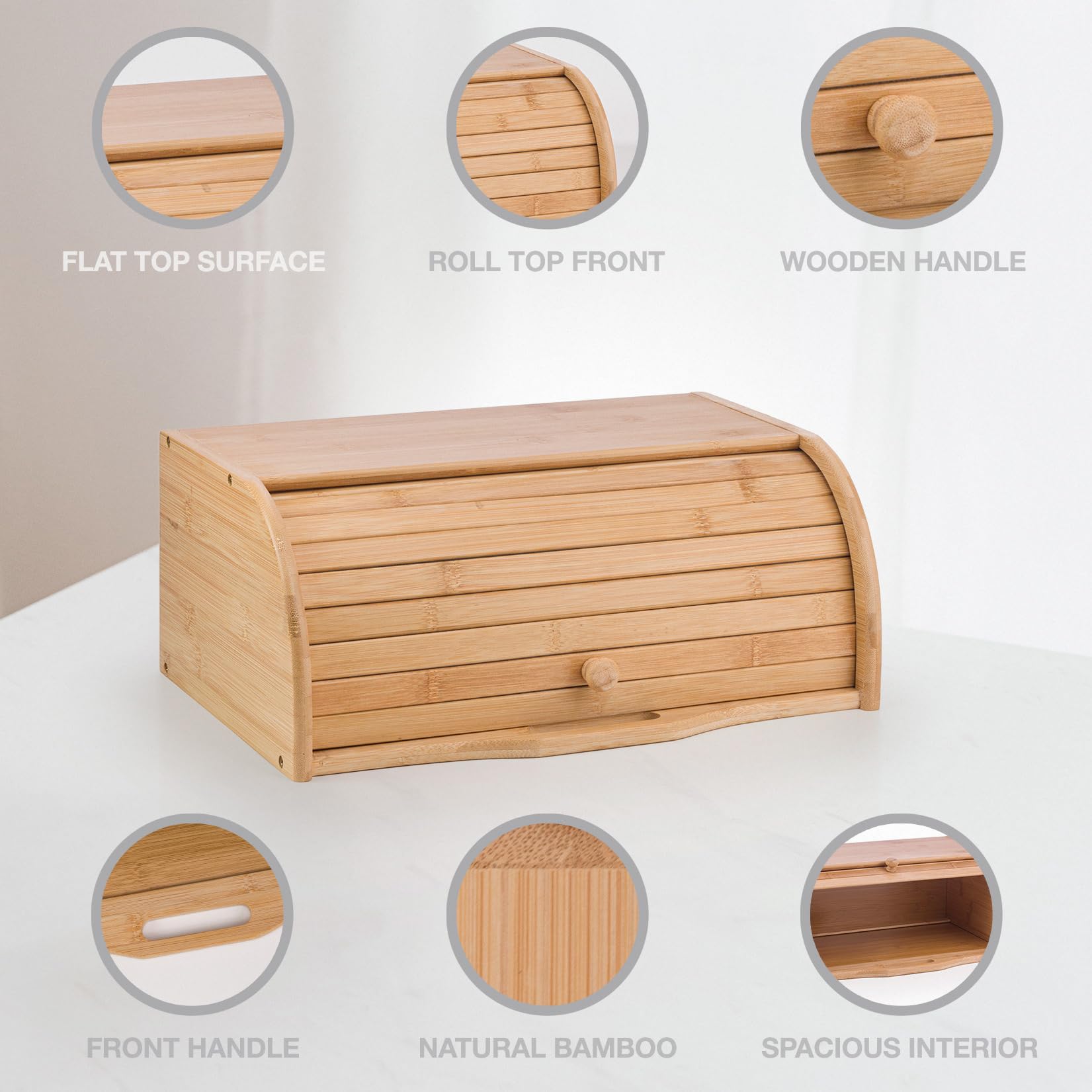 Woodluv Bambus-Brotkasten mit Rolldeckel, Brotkasten oder  Trockenfutterbehlter fr die Kche (keine Montage erforderlich) : Amazon.de:  Kche, Haushalt & Wohnen
