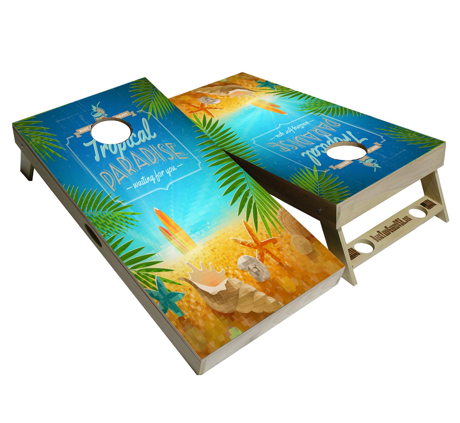 CornholeGamesUSA Pro Cornhole Boards Set | Made in USA | 3/4 Baltic Birch | No Bounce | Triple Thick Legs | Two Brace & Handles, Tournament 2x4 Regulation Set with Score Tower & Cornhole Bags