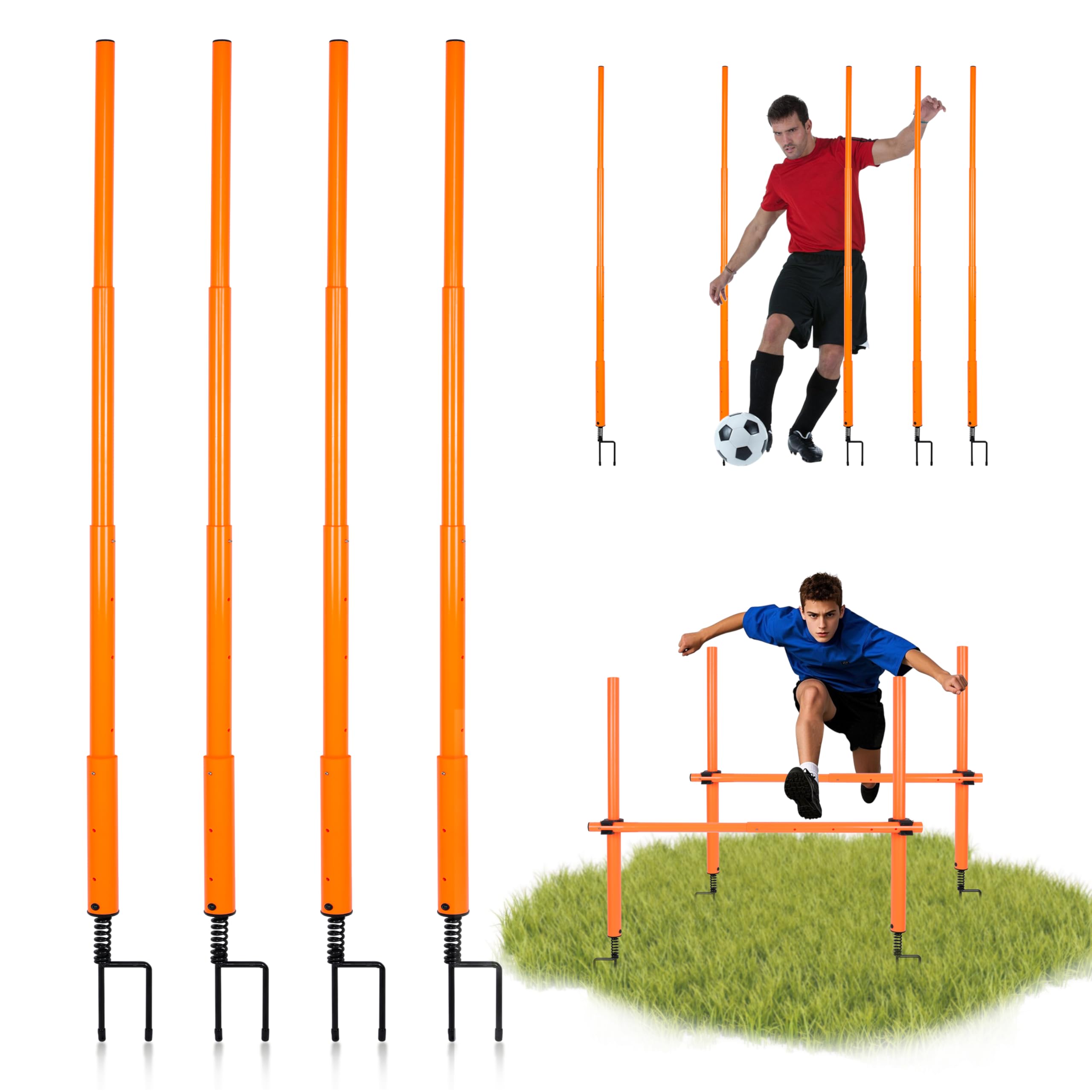 Hikeen Verstellbare Länge, Fußball-Stöcke, Agility-Trainingsstöcke, Slalom-Stöcke und Fußball-Hinderniskurs für Teenager, Fußballtraining, Outdoor-Sport, Geschwindigkeitstrainingsgeräte
