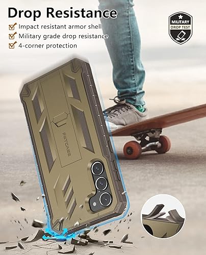 Miniatura 6 de FNTCASE for Samsung Galaxy-S23 Protective Case Dual Layer Rugged Shockproof Cell Phone Cover with Built-in Screen Protector & Kickstand  Military