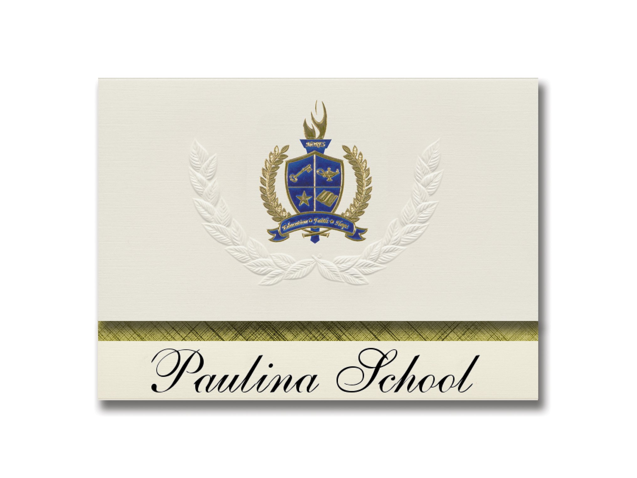 Signature Announcements Paulina School (Paulina, OR) Graduation Announcements, Presidential style, Elite package of 25 with Gold & Blue Metallic Foil seal