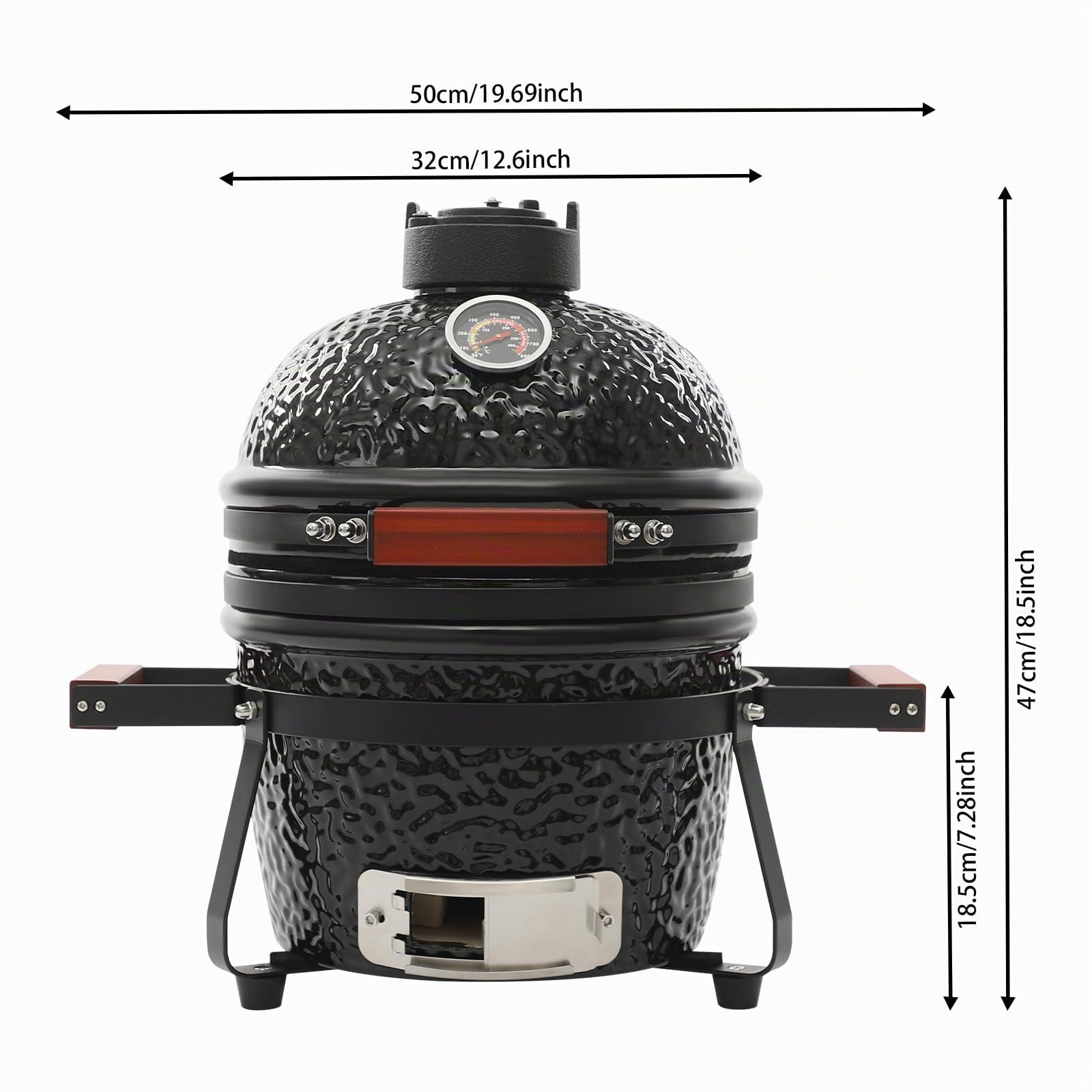 Kamado Barbecue Smoker Ø 32 cm, Mini smoker a carbonella con coperchio e apertura di ventilazione, barbecue in ceramica per campeggio, giardino, balcone