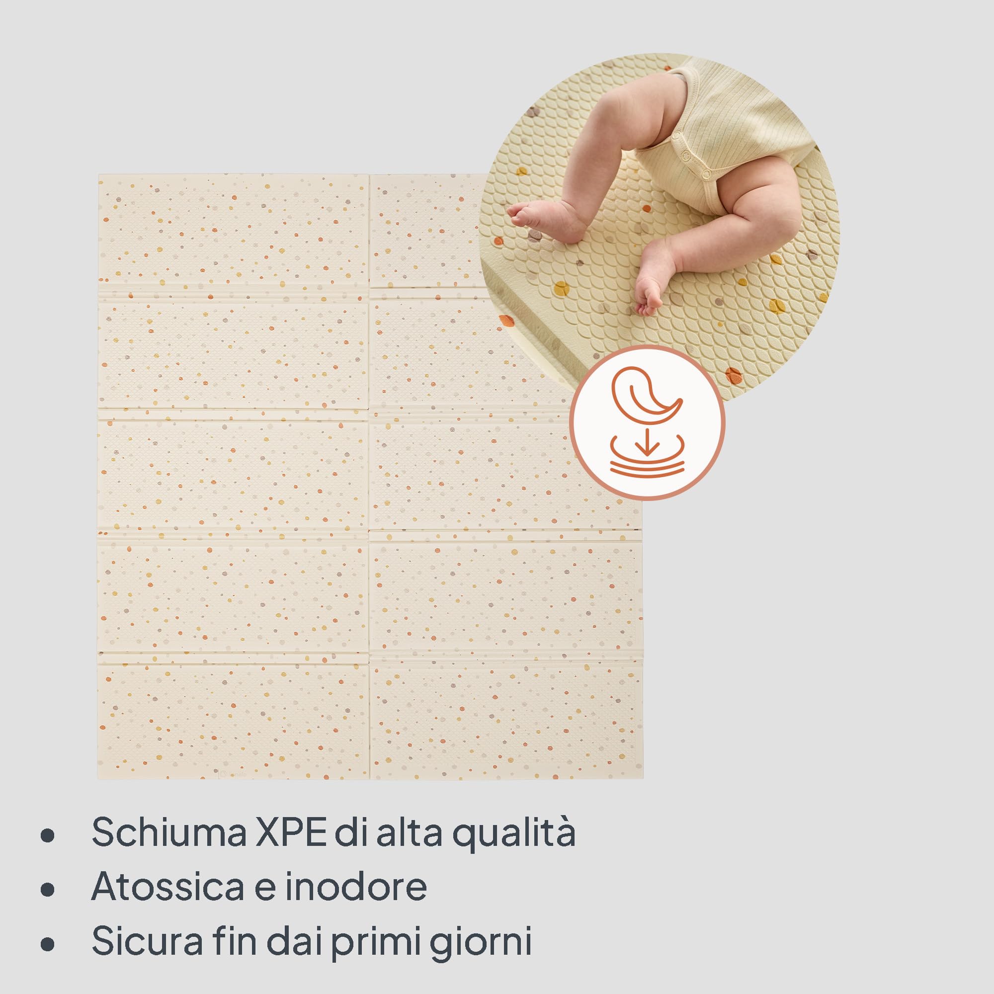 LIONELO Zora Tappeto Gioco Pieghevole per Neonati 180 x 201 cm, Double-Face | Spessore 1,5 cm, Antiscivolo, Senza Sostanze Nocive, per Gattonamento e Gioco