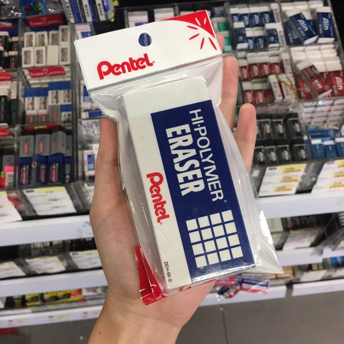 Pentel Hi-Polymer Block Radiergummi, Super XL, Weiß, 8 Stück (ZEH-99)