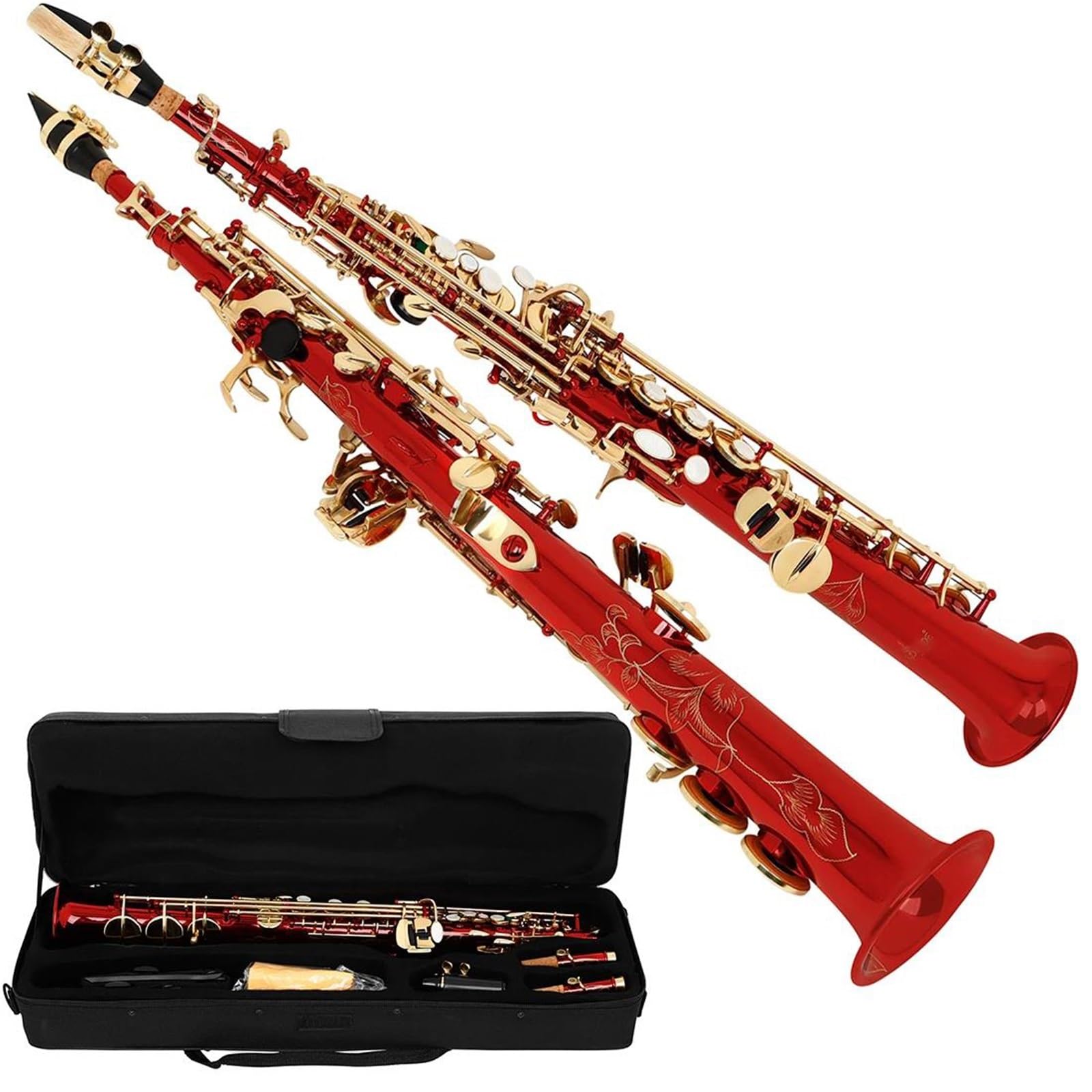 Sassofono contralto in Sib ottone strumenti a fiato viola e rosso con custodia guanti e panno per la pulizia Kit Sassofono(Red)