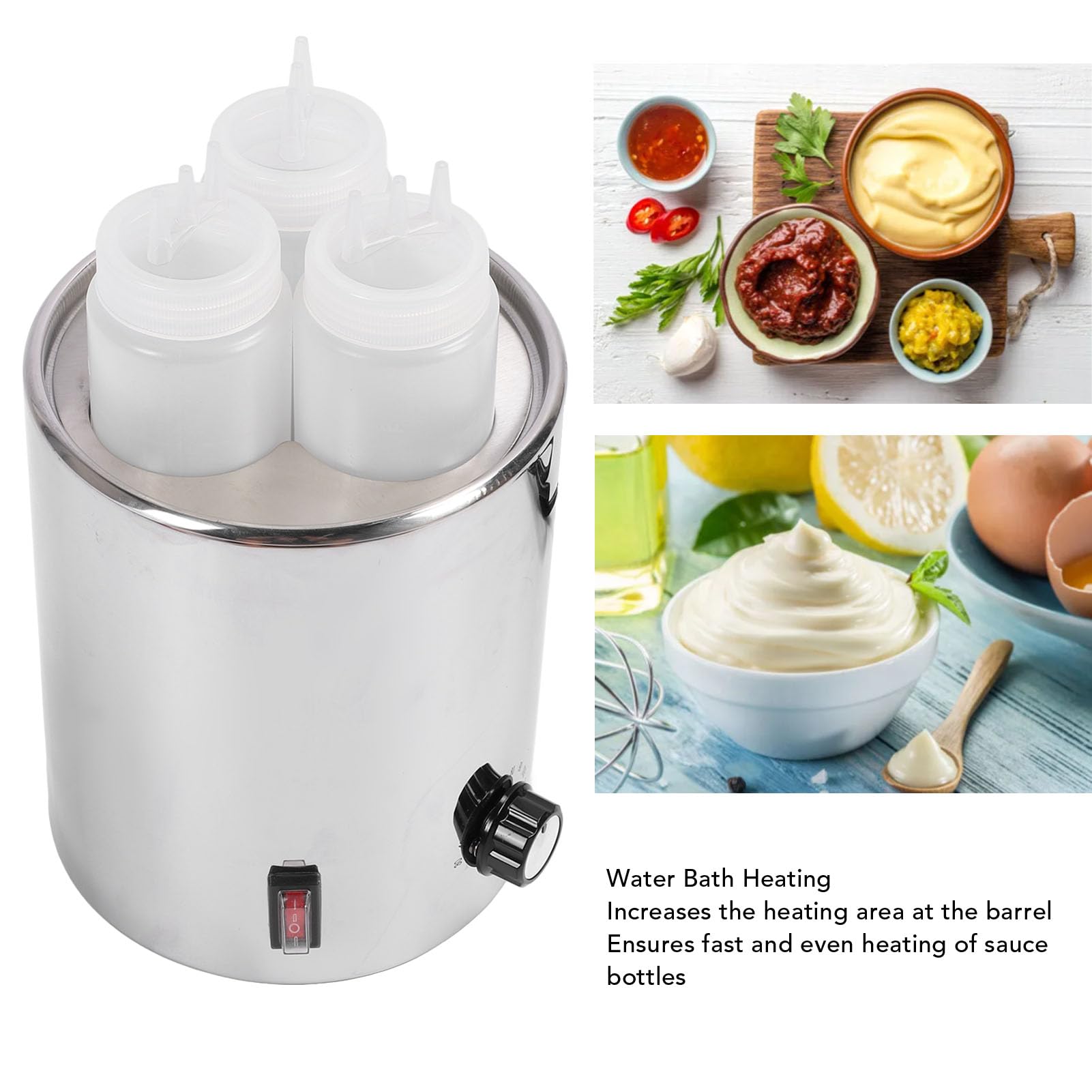 Calentador de Eléctrico, Dispensador de Queso Eléctrico, Encimera de Acero Inoxidable, Calentador de Mantequilla de Caramelo de Chocolate Nacho para (Enchufe UE 100 a 240V