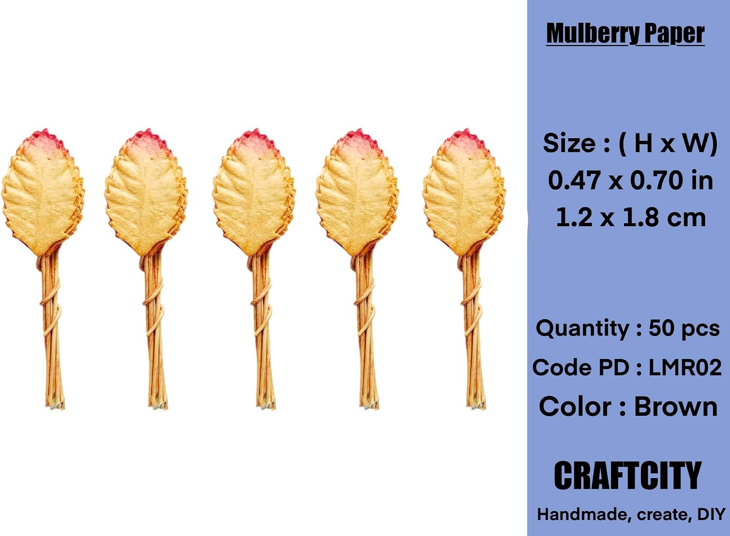 Ploen 50 pcs Brown Leaves Roses Mulberry Paper Leaves with Wire Stems Size 1.2 cm Leaf Mulberry Paper Leaves252 Craft Supplies Scrapbooking Embellishments for so Many Card DIY Craft Projects image 4