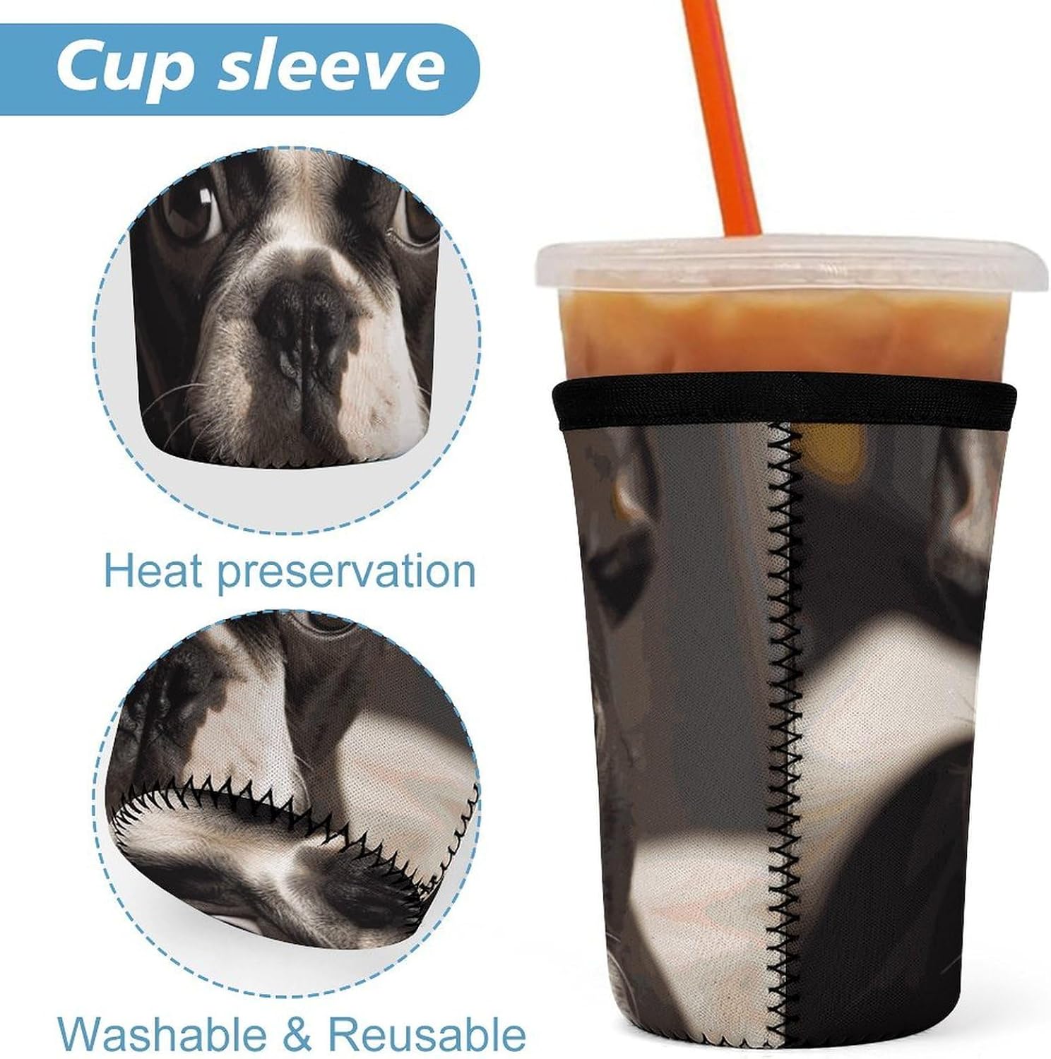 3 Pack Neoprene Cup Sleeves, Stretchy Reusable Drink Cup Cover Universal