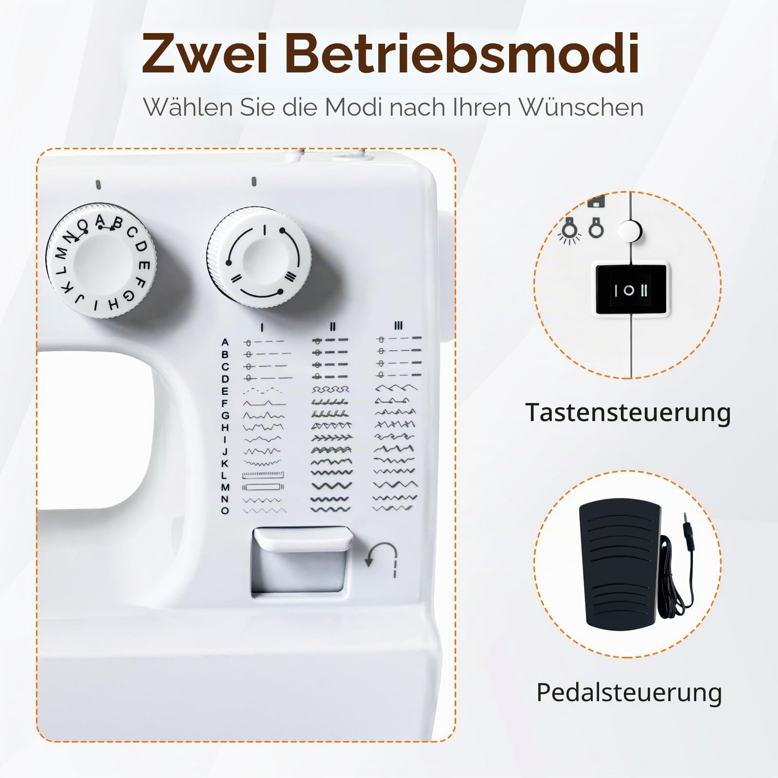Nähmaschine für Anfänger Verbessert, 45 Stichprogrammen kleine nähmaschinen Mini Sewing Machine, Elektrische Nähmaschine Kinder mit Großes Fußpedal & Nähset & LED-Nählicht