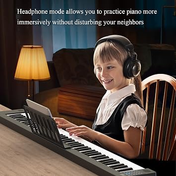 Piano Keyboard 88 Keys Digital Piano Velocity-Sensitive Keys Portable Electric Piano With Music Sheet, Sustain Pedal, Carrying Bag For Beginner Adults