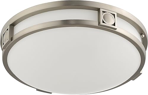 Miniatura 9 de Livex Lighting 4488-91 Matrix 3 Light Brushed Nickel Flush Mount Satin White Glass