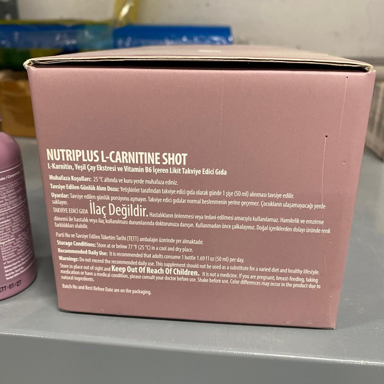 FARMASi Nutriplus L Carnitine Shot Drink, 1500 mg L Carnitine with Green Tea Extract and Vitamin B6, Citrus Flavor, Sugar Free Caffeine Free, 12 x 50 ml
