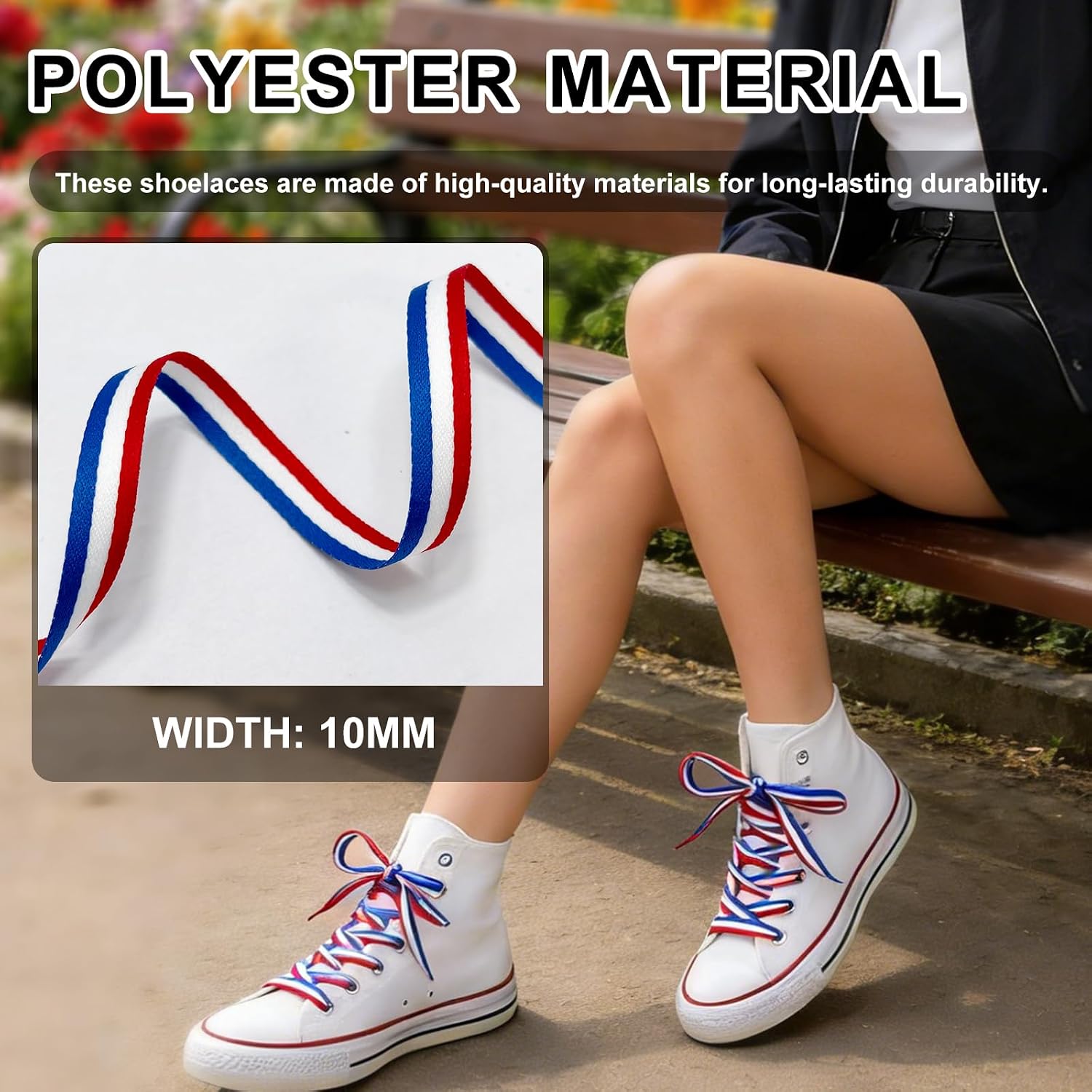 13/32'' Colored Flat Shoelaces, Running Athletic Ribbon Shoe Laces For Sneakers, Replacement Wide Striped Strings