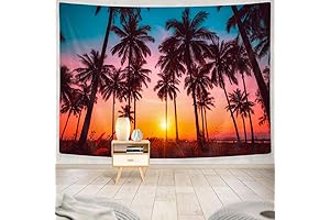 Bzhilja Tropical Tapestry: Sunset Tapestry with Palm Trees