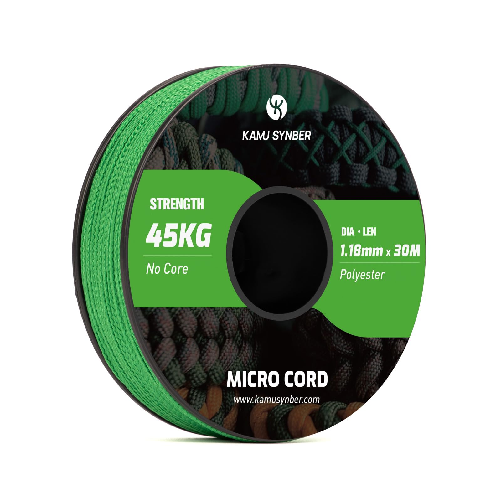 Kamu Synber Micro Cord 1.18mm Paracord Braided Rope 30m Spool for Bracelet, Crafting, Jewelry Making, Key Chains | Support 45kg | Jade Green