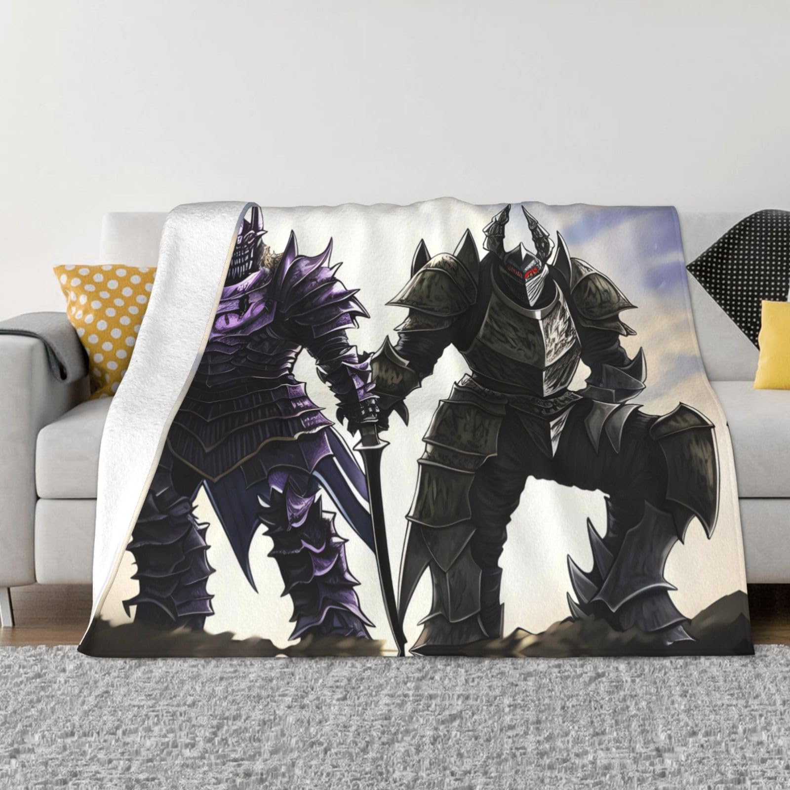 Couverture en flanelle chaude et douce plaid monstre armure jeté de canapé