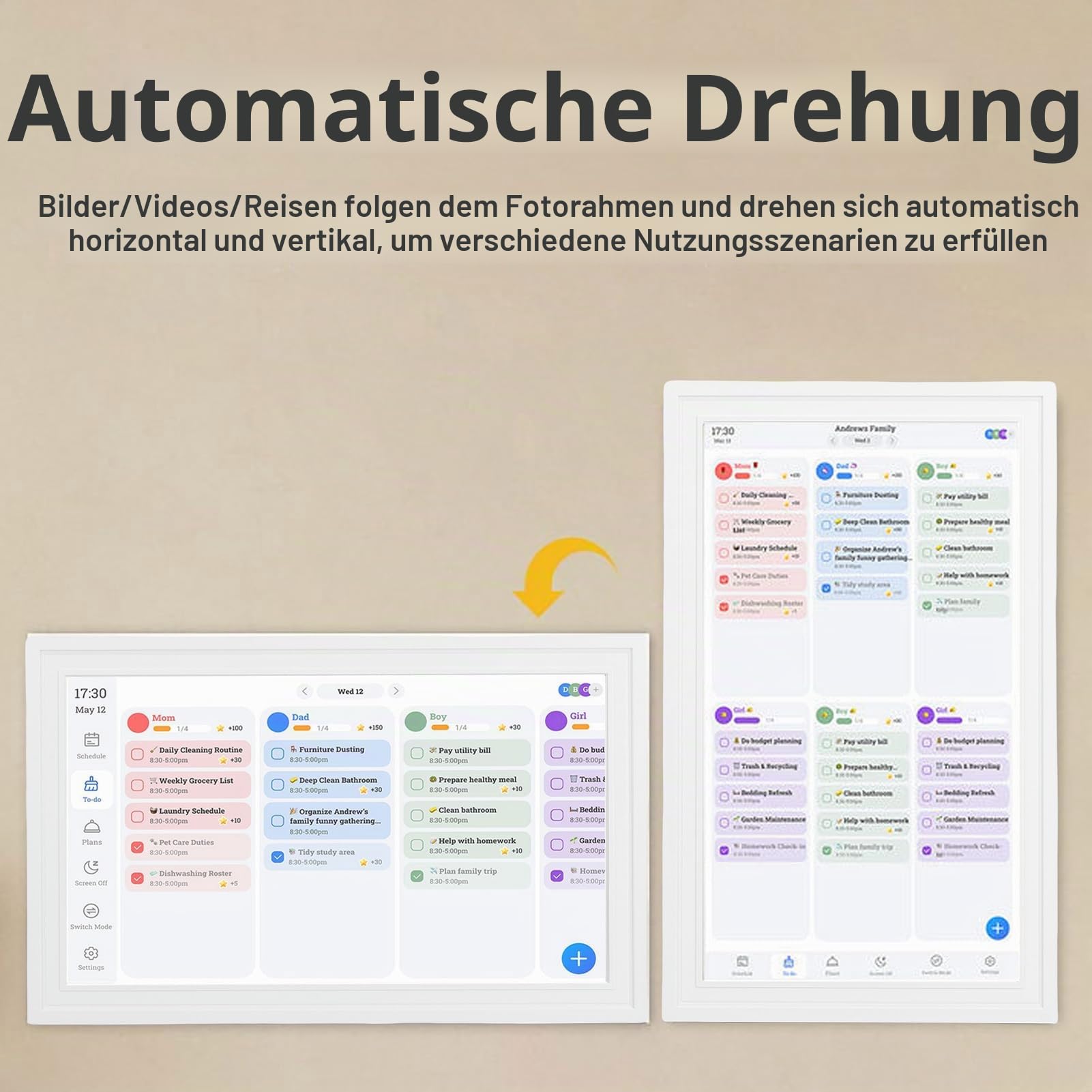 Elprico 15,6 Zoll Digitaler Kalender, Elektronischer Wandkalender mit Touchscreen, Digitaler Fotorahmen für Familienpläne und Fotos (reines Weiß)