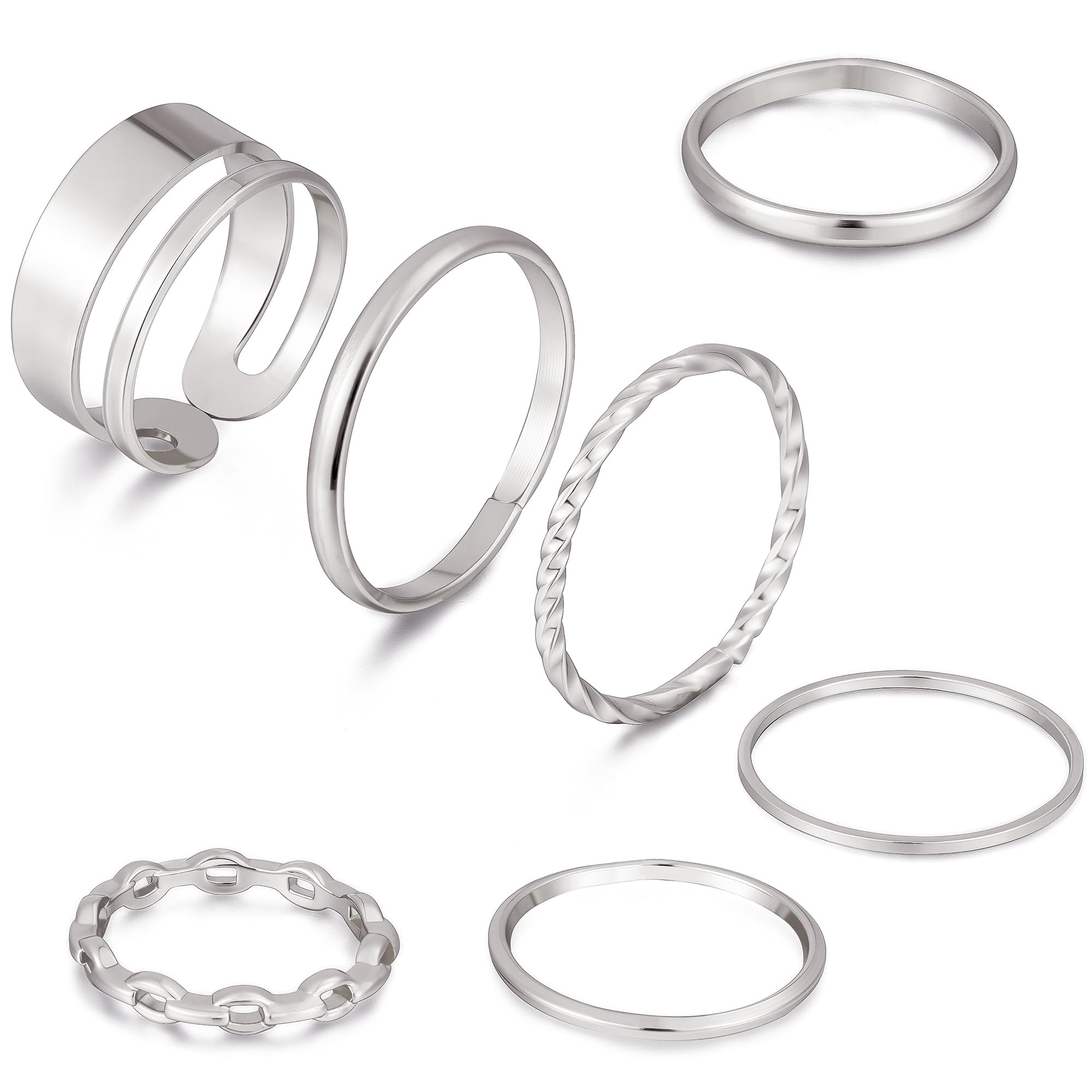 FAXHION Gold Knuckle Rings Set for Women Snake Chain Stacking Ring Vintage BOHO Midi Rings SIze Mixed