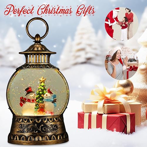 Miniatura 38 de Globo de Nieve Cardinal, Globo de Nieve Musical de Muñeco de Nieve Navideño tipo Linterna con Luces con Temporizador de 6H a Batería y Alimentado
