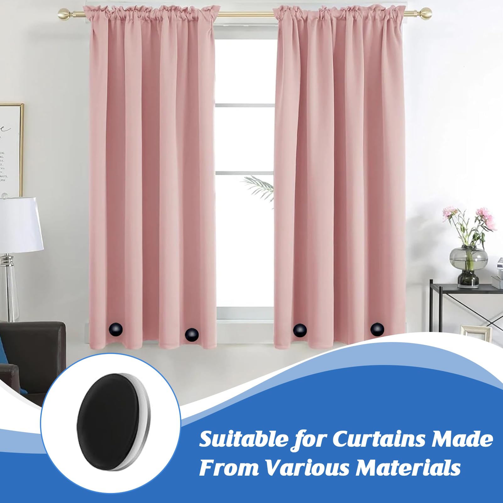 AMONENZ 10 Pièces Poids Rideau De Douche, Magnétique Leste Pour Rideaux, Rond Aimant Rideau Douche, Blanc Aimant Poids Rideaus, Pour Rideaux De Douches, Draps De Lit, Nappes