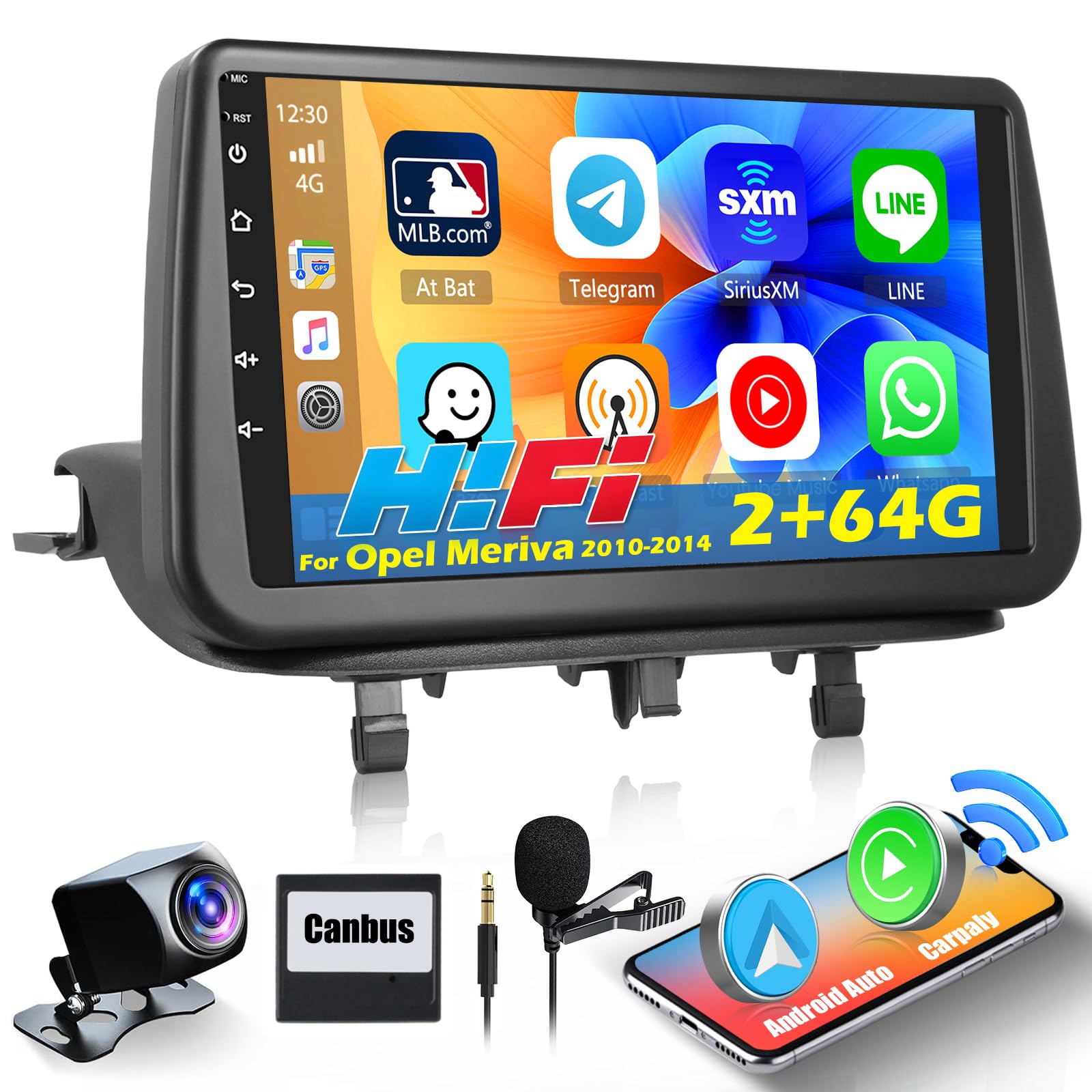 Autoradio Android 15 Voor Opel Meriva B (2010-2017) – 9 Inch HD-touchscreen – Draadloze CarPlay & Android Auto – GPS En Bluetooth