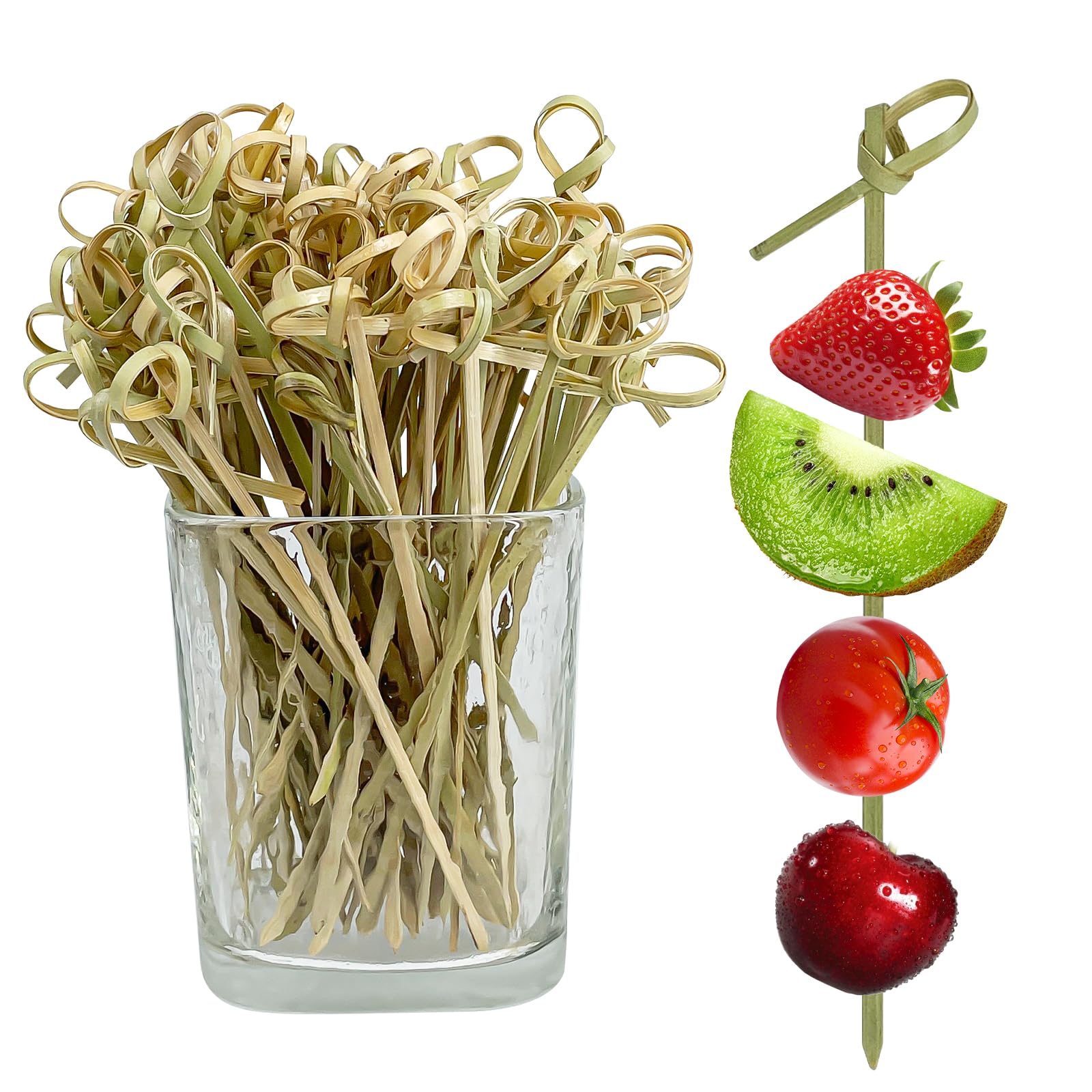 Sponsored Ad - 200PCS Cocktail Picks Bamboo Skewers for Appetizers, Fancy Toothpicks for Appetizers, 4.7 Inch Long Decorative Knot Bamboo Cocktail Sticks for Party Drinks Food Fruit Charcuterie Boards Accessories