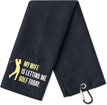 Husband Golf Towels, Golf Gifts for Men, Golfclub Gift, 40 x 60cm Microfiber Golf-Towel Embroidered for Golf-Bags for Birthday, Christmas, Fathers Day, Valentines Day - Wife