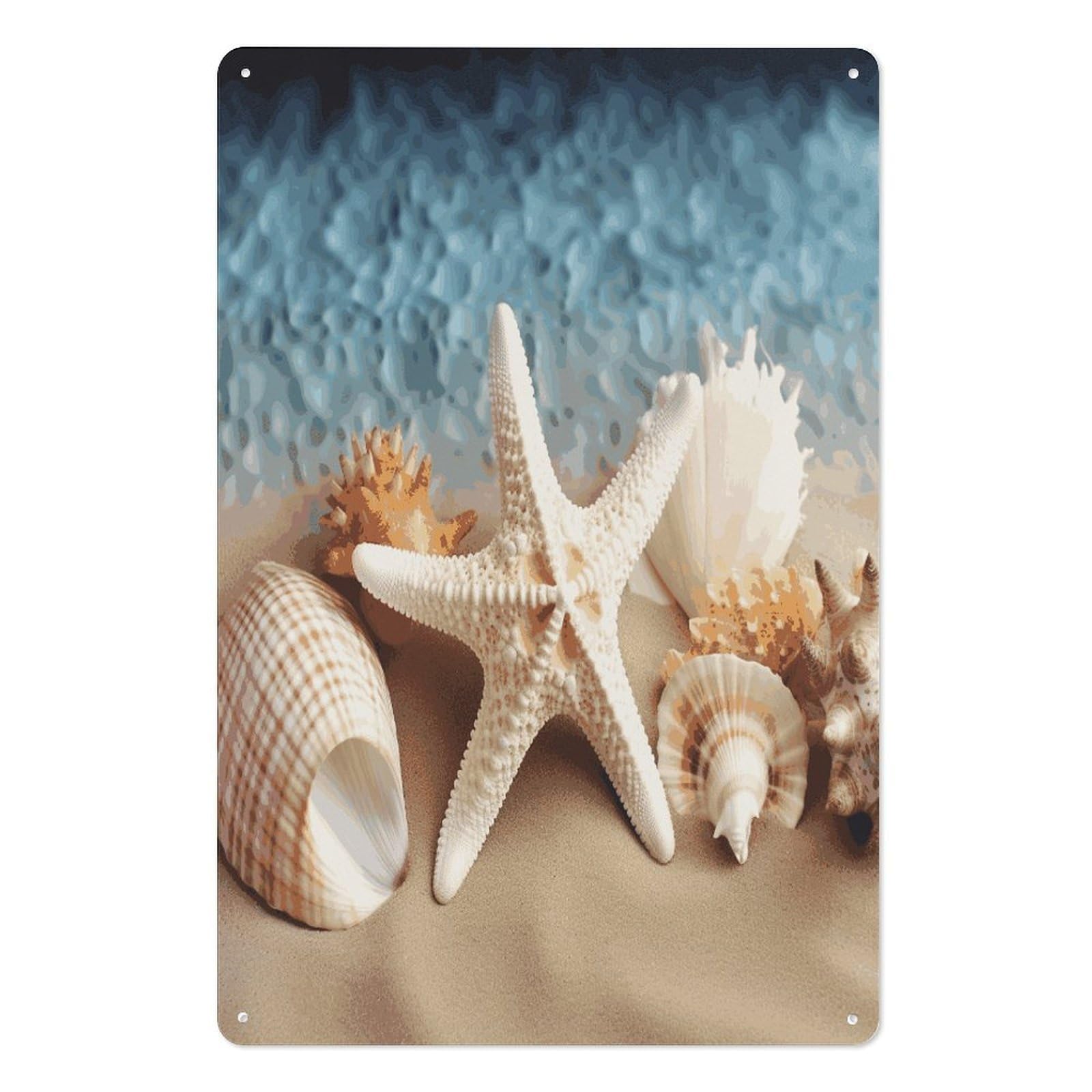 Adfgyerh Style Starfish Coral And Seashell Tin Sign Hanging Art Prints,Wall Decor For Gifting And Party Decoration 7.9X11.8 Inch,Wall Art For Home Garden Greenhouse Living Room Bedroom Yard