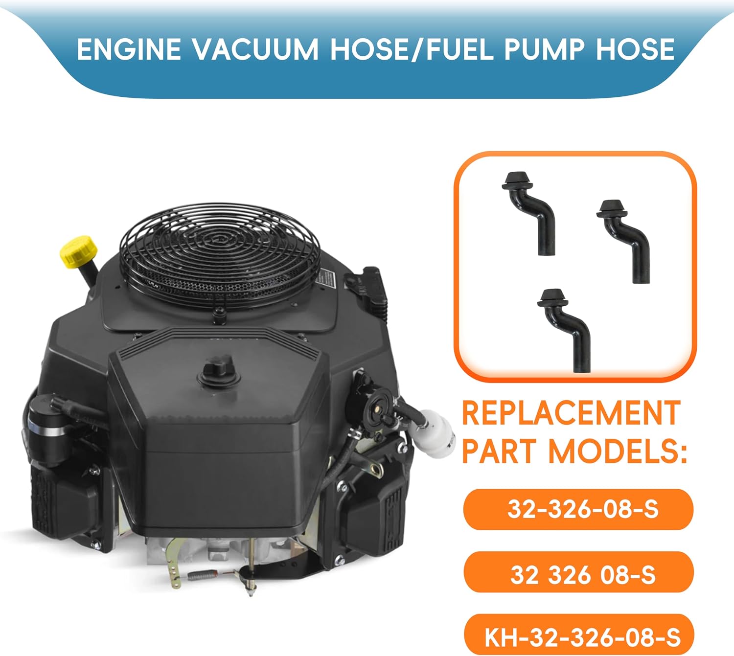 Replacement Engine Vacuum Hose/Fuel Pump Hose 32-326-08-S， KH-32-326-08-S Fits Kohler CUB Cadet Lawn and Garden Equipment Engine Fuel Pump Hose Kit (Set of 3)