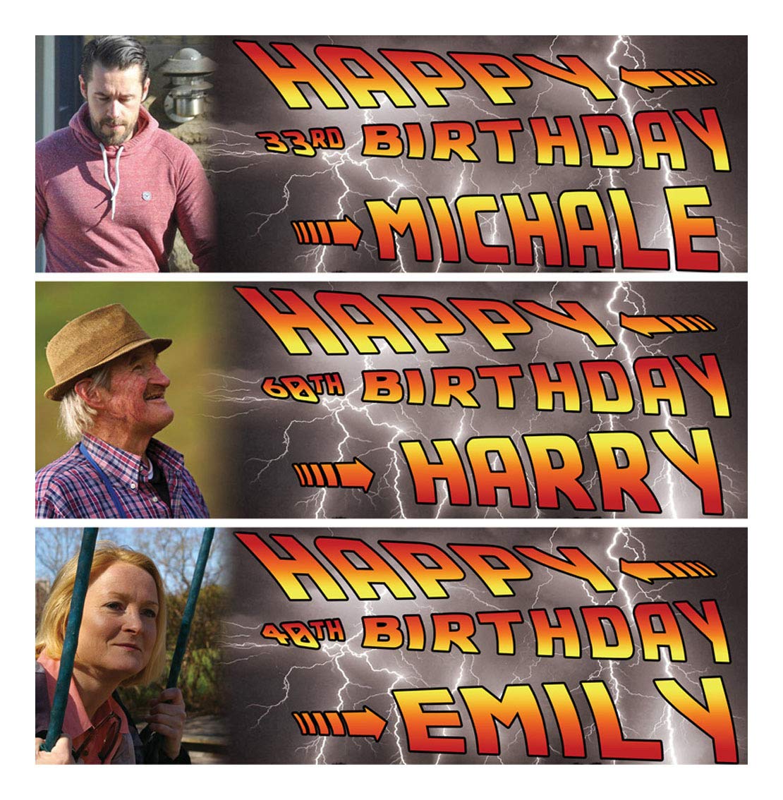 2 personalised birthday banner photo Back to the future movie adult kids party poster decoration