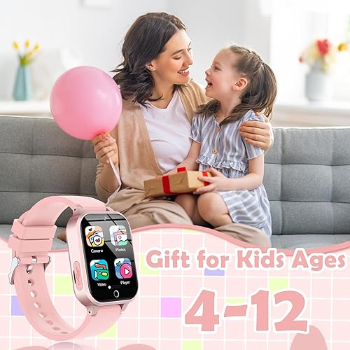 Miniatura 23 de Luyiilo Reloj inteligente para niños, reloj inteligente para niños, juguetes con 26 juegos de rompecabezas, pantalla táctil, cámara HD, reloj