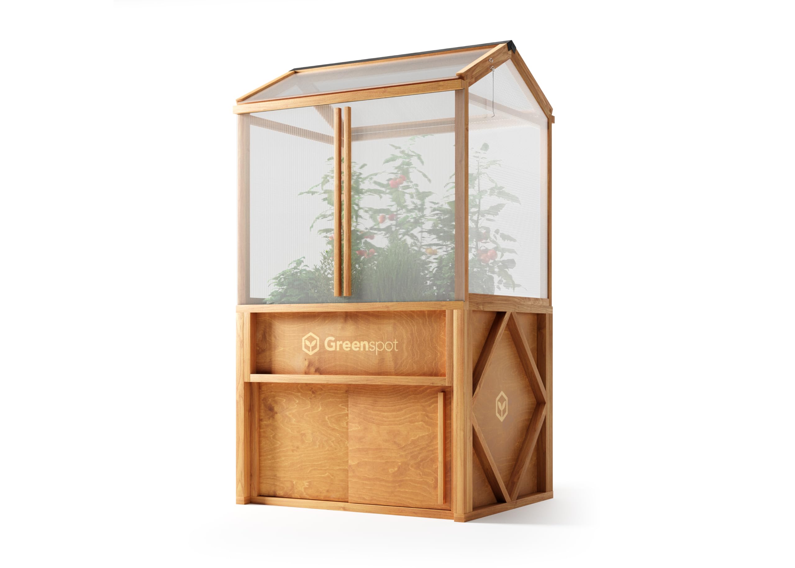 Greenspot - Mini Szklarnia - do Ogrodu, na Taras, Balkon - 100x80x178 cm - z Drewna i Tworzywa - Mini Ogród Zimowy, Mała Szklarnia na Pomidory, w Stylu Vintage - Lavish Palisander