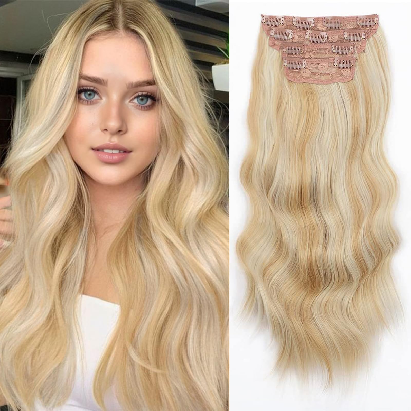Elegant Cream Hair Extensions Amazon.com : Luxy 100% Remy Human Hair - Seamless Clip-In  main image 3